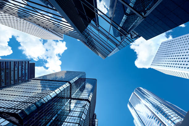 Modern skyscrapers shot with perspective